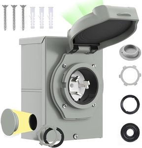 50 Amp Generator Inlet Box with Green LED Power Indicator Pre-Drilled 4 Holes NEMA SS2-50P, 125/250V, 6250/12500W ETL Listed Rain and Snow Protection