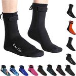 Neoprene Diving Socks Beach Booties Water Shoes 5mm Glued Blind Stitched Anti-Slip Wetsuit Booties Fin Swim Socks for Water Sports Outdoor Activities Home Slippers (5mm high Cut/Black, M)