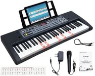 Funtaki 61 Key Electric Keyboard Piano with Lighted Keys, Digital Portable Musical Keyboards with Music Sheet Stand, Mini Electronic Organ for Beginners Kids Adults Black