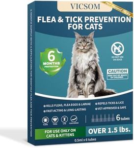 VICSOM Cat Flea Treatment, Flea and Tick Prevention for Cats, 6 Doses