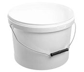 5 X 10 LITRE PLASTIC BUCKETS WITH LIDS, HARD WEARING BUCKET METAL HANDLED