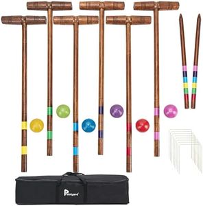 Pointyard 32’’ Six Player Croquet Set, Regulation [Classic Vintage] Croquet Set with Wooden Mallets/Colored Ball/Wickets/Stakes for Adults/Teenagers/Family-Perfect for Lawn/Backyard Game/Park