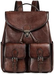 COOLCY Women Vintage Genuine Leather Backpack Purse Fashion Rucksack Practical and Stylish Retro Daypack Bag (Coffee)