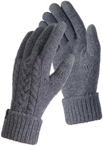 TRENDOUX Womens Winter Merino Wool Gloves With Touchscreen Fingers Thermal Soft Skin-Friendly Lined Jacquard Thin Knit Glove Grey