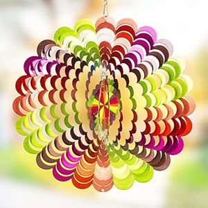 Dawhud Direct Rainbow Spiral Kinetic Wind Spinner for Yard and Garden Wind Spinner Outdoor Metal Large Hanging Rainbow Decor 3D Garden Art Wind Sculpture Spinners Kinetic Art Lawn Ornaments