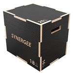 Synergee 3 in 1 Non-Slip Wood Plyometric Box for Jump Training and Conditioning. Wooden Plyo Box All in One Jump Trainer. Size - 20/18/16