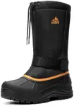 NORTIV 8 Men's Waterproof Hiking Winter Snow Boots Insulated Fur Liner Lightweight Outdoor Tall Boots,Size 6,Black/Orange,QUEBEC-M