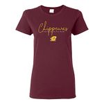 NCAA Thin Script, Team Color Womens T Shirt, College, University, Central Michigan Chippewas Maroon, 3X-Large