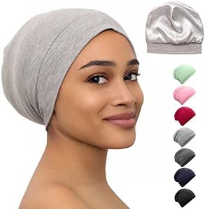CAPLORD Silk Satin Bonnet Hair Cover Sleep Cap for Sleeping Beanie Hat Adjustable Stay On Headwear Lined Natural Nurse Cap for Women