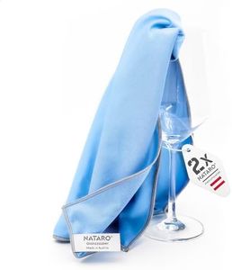 NATARO® 2X Glanzzauber Paño de Microfibra para Limpiar Vidrio – Made in Austria – Paño de Microfibra para Limpiar Vidrio y Superficies Brillantes (Aprox. 48x68cm, Azul)