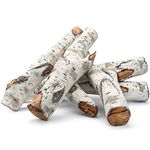 Utheer 6 Pcs Gas Fireplace Logs, 26" Birch Fireplace Logs for Fireplace, Large Ceramic Wood Gas Fireplace Logs for Gas Fireplace, Fire Pit,Gas Inserts, Gel, Ethanol, Electric, Indoor, Outdoor