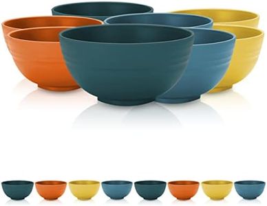Kyraton cuencos de cereales de plástico en 8 piezas 760ml, tazones desayuno, no frágil, reutilizable, ligero, disponible para sopa de fideos de arroz, frutas de ensalada de bocadillos