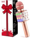 Fede Microphone for Kids Adults, Wireless Bluetooth Microphone with Flashing Colorful LED Lights Portable Speaker Karaoke Machine, Home KTV Player Support Android & iOS Devices for Party Singing