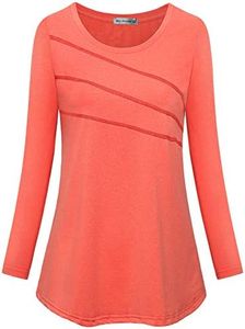 MISS FORTUNE Women's Exercise Tops for Yoga Hiking Running Gym, Moisture wicking Ladies Workout Clothes, Women Active Shirts, 1-solid Orange, X-Large