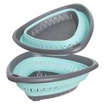 Bilieasy Collapsible Kitchen Colanders & Food Strainers Colander Set, Environmentally Friendly Non-Toxic Easy to Clean (Turquoise, 1PCS)