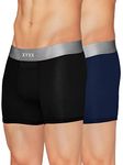 XYXX Men's Underwear Illuminati IntelliSoft Antimicrobial Micro Modal Trunk Pack of 2 (Black Iris ; Black; 2XL)