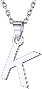 ChicSilver K Initial Necklace 925 Sterling Silver 26 Alphabet Letter Pendant Necklace for Women (Letter K)