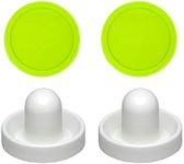 2 Commercial Hockey Fluorescent White Goalies with 2 Large Green Air Pucks