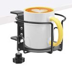 2 in 1 Desk Cup Holder with Headphone Hanger - Anti-Spill Cup Holder with Adjustable & 360° Rotating Alloy Stand Hook for Under Desk Headphone Hanging, Holding Coffee Mug, Drinks, Water Bottle