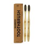 IMVELO GREEN YOUR HYGIENE Manual Bamboo Toothbrush | Adult, Pack Of 2 | Charcoal Activated | Soft Bristles Brush Toothbrush| Natural & Ecofriendly Oral Care | Biodegradable Wooden Toothbrush