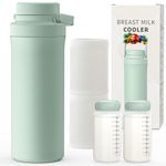 Xaproo 650ml Breast Milk Cooler Bottle, Portable Milk Cooler for Breastmilk with 360°Cooling for 24 Hours, Millk Chiller with 2pcs Baby Bottles, Breastmilk Storage Bags for Baby, BPA-Free