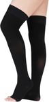 Dr Helix Varicose Vein Compression Stockings | Thigh Length Compression Support for Blood Flow Improvement, Swelling Control and Active Day Comfort (Size – M, Black)