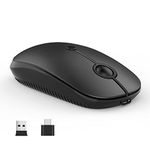 Type C Wireless Mouse，Vssoplor USB C Rechargeable Portable Quiet MacBook Mouse iPad Mouse USB and Type C Receiver Dual Mode Laptop Mouse for PC, Laptop, MacBook, Tablet-Black