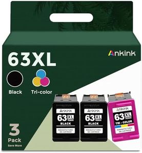 ANKINK Remanufactured Ink Cartridge Replacement for HP Ink 63 XL 63XL Combo (2 Black and 1 Color 3-Pack) for HP63 3830 4650 4652 4655 5200 5252 5255 5258 4520 4512 1112 2132 3630 3632 Printer BK color