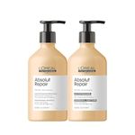 L'Oreal Professionnel Paris Absolut Repair Shampoo And Condtioner Set, Protein Hair Treatment, For Damaged Hair, With Quinoa and Proteins, Moisturizes, Strengthens and Repairs Hair, 2x500 ML