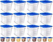 Yungyan 12 Pcs 4 Qt Commercial Food Storage Containers with Lids Restaurant Square Airtight Food Storage Containers Clear Cereal Storage Containers for Kitchen Freezer Dishwasher Pantry (Blue Lid)