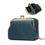 veniee 2 in 1 Change Purse Wallet,Credit Card Holder with Cion Purse,AirTag wallet Airpods holder for Women,Cute Pouch for Gril with Blocking Case, Minimalist Design with Zipper Clasp, Dark green,