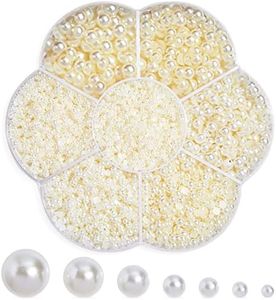 Genie Crafts 16000 Pack Flatback Pearls for Crafts, Nail Art and Jewelry Decorations, Ivory (1.5mm, 2mm, 2.5mm, 3mm, 4mm, 5mm, 6mm)