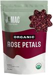 J MAC BOTANICALS Organic Rose Petals, Bulk 1 Pound Bag, organic culinary grade dried rose petals, for herbal tea, cooking, and crafts, rose petals for bathtub, organic rose tea, Wedding Toss, 16 oz