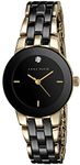 Anne Klein Women's AK/1610BKGB Diamond Dial Gold-Tone and Black Ceramic Bracelet Watch