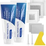 Wall Repair Paste kit, Spackle Drywall Repair kit, Wall Mending Agent 250 g*2, Wall Repair Patch-4Pcs and Scraper/Sandpaper, Effective Repair of Scratches, Nail Holes, Cracks and Wall Graffiti