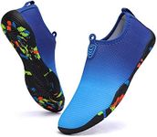 Vsufim Quick-Dry Water Sports Barefoot Shoes Aqua Socks for Swim Beach Pool Surf Yoga for Women Men, Blue/Blue/Blue, 8 Women/7 Men