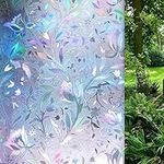 WAENLIR 3D Stained Glass Window Film Privacy Static Cling Non Adhesive Rainbow Decoration Film,(44.5x200CM)