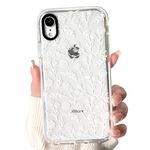 NITITOP Compatible for iPhone XR Case Cute Flower Floral Clear for Women Girl Ultra Slim Crystal Shockproof Soft TPU Anti-Yellow Protective Phone Cover - White