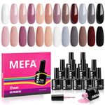 MEFA Autumn Gel Nail Polish Set, 12 Colors Pink Red Brown Gel Polish Set Gray White Black Gel Polish Soak Off UV Led Purple Nail Gel Manicure at Home DIY Salon for Women