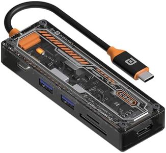 Portronics MPort View Two 6-in-1 USB Type-C Hub Dock,100 W Type-C PD&Data, USB 3.0 SuperSpeed, USB 2.0,SD and Micro SD, 4K HDMI,Transparent Case for Laptop, PC & More(Black)