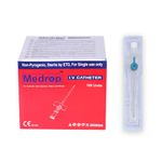 Medrop I.V. Catheter/Cannula With Injection vale and Wings 22G Disposable | I.D - 0.6mm, O.D-0.9mm | (Pack of 100 pcs)