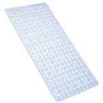 Non Slip Bath Mat Shower Mats Anti Mould for Bathroom and Bathtub with Large Suction Cup and Thickened Rubber Backing Long (Clear without hair brush, 88x44cm)