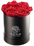 SOHO FLORAL ARTS | Roses Preserved Flowers | Genuine Roses that Last for Years | Flowers for Delivery Roses in A Box (Black Box, Red Roses) | Mothers Day Gifts