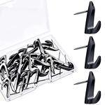 30 Pieces Metal Push Pin Hangers 20 lbs Picture Hooks Zinc Alloy Thumb Tacks Hanging Hooks with Nails for Home Office Fabric Wall Wooden Board (Black)