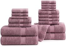 LANE LINEN 100% Cotton Bath Towels Set - 18 PC Bathroom Towels Set - 4 Bath Towel for Bathroom Set, 6 Hand Towels, 8 Washcloths, Soft Cotton Towel Sets for Bathroom, Large Bath Towels - Wishful Mauve