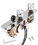 LAMSAM Prewired 9 Tone Guitar Control Plate Assembly, Loaded 3-way Blade Switch Double Push Pull Potentiometer Pot Speed Knobs to Flexible Pickups, Chrome-09B