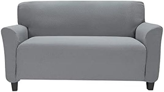 Premius Vivian Stretch Diamond Living Room Love Seat Cover, Stretchy Soft & Comfortable Feel Fabric, Protects and Transforms Furniture, Machine Washable, 96.5x47.25 Inches (Grey)