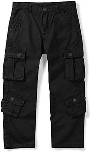 Mesinsefra Boys' Military Cargo Pants,Kids Cotton Multi Pocket Casual Outdoor Trousers (Black, 7-8 Years)