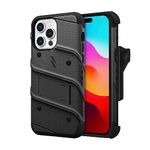 ZIZO Bolt Bundle for iPhone 15 Pro Max Case with Screen Protector Kickstand Holster Lanyard - Black