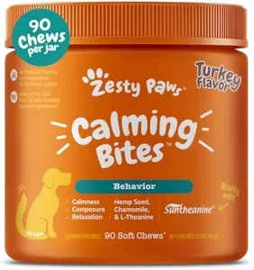 Zesty Paws Calming Chews for Dogs - Dog Calming Chews for Composure & Relaxation - Dog Calming Treats for Everyday Stress & Separation - Turkey - 90 Count